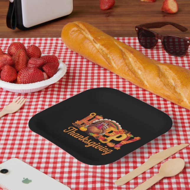 Assiettes En Carton Déchets de bon thanksgiving Automne (Pique-nique)