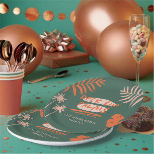 Assiettes En Carton Deck des palmiers Noël tropical moderne unique