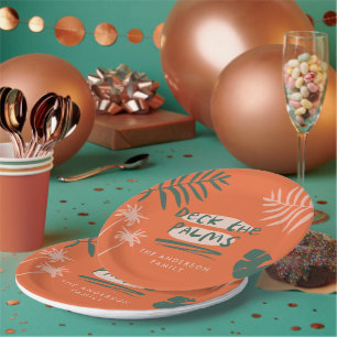 Assiettes En Carton Deck des palmiers Noël tropical moderne unique
