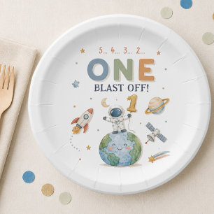 Assiettes En Carton Décollage de fusée d'astronaute