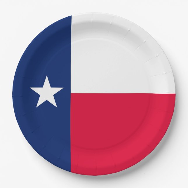 Assiettes En Carton Décor de conception de drapeau d'état du Texas (Devant)