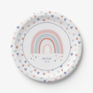 Assiettes En Carton Décor de fête d'anniversaire arc-en-ciel rose vi