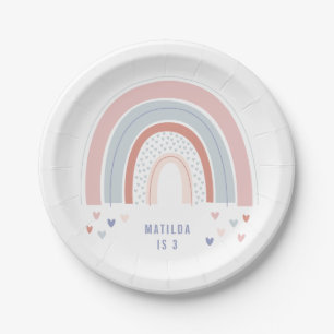 Assiettes En Carton Décor de fête d'anniversaire en arc-en-ciel dans
