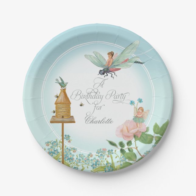 Assiettes En Carton Décor de fête d'anniversaire Petite fille Fairy Ga (Devant)