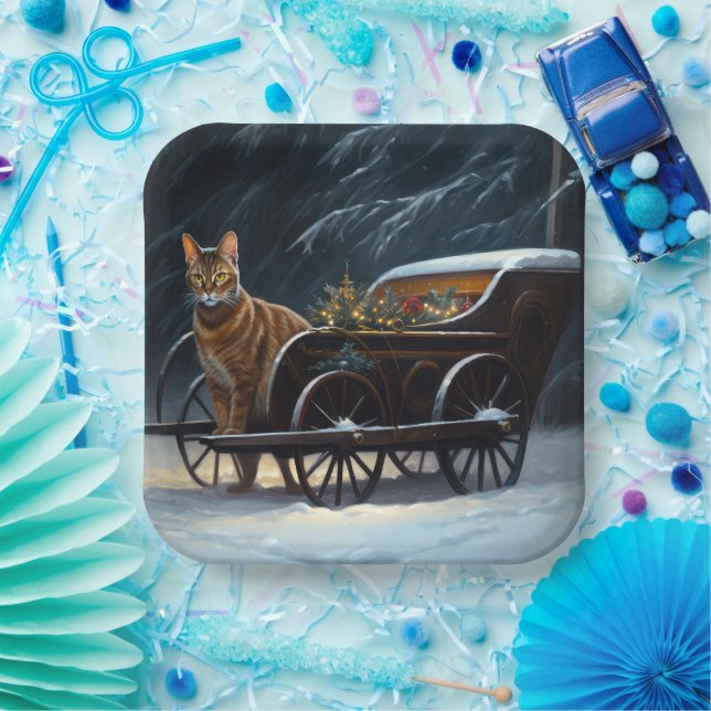 Assiettes En Carton Décor de Noël Abyssinian Snowy Sleigh Ride (Fête)