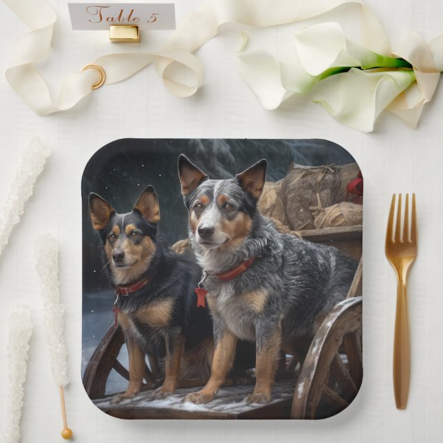 Assiettes En Carton Décor de Noël australien Snowy Sleigh (Mariage)