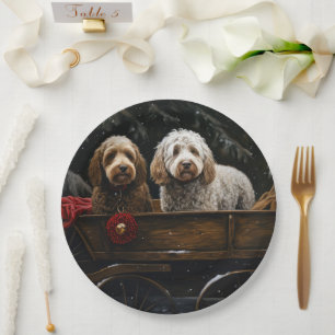 Assiettes En Carton Décor de Noël Cockapoo Snowy Sleigh