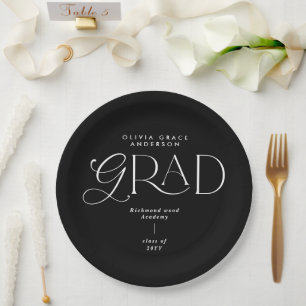 Assiettes En Carton Décor de soirée typographique moderne noir et blan