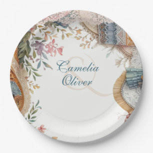 Assiettes En Carton Décor fleuri Vintage Maximaliste Mariage