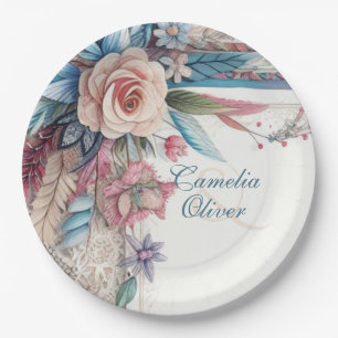 Assiettes En Carton Décor fleuri Vintage Maximaliste Mariage