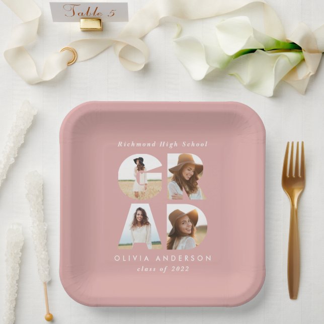 Assiettes En Carton Décor moderne moderne et élégant multi-photo gris  (Mariage)