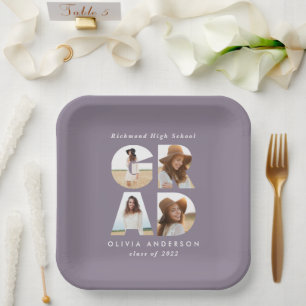 Assiettes En Carton Décor moderne violet multiphoto gris