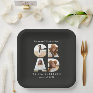 Assiettes En Carton Décor multiphoto gris noir moderne élégant