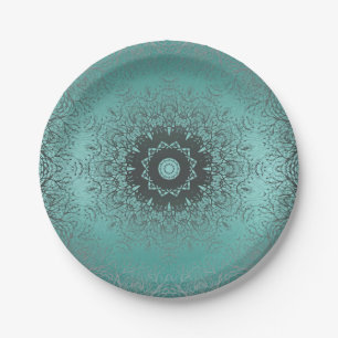 Assiettes En Carton Décor oratif arabe en soie verte dégradante m