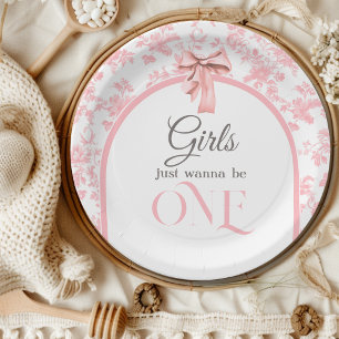 Assiettes En Carton Décor pour le premier anniversaire avec un nœud ro