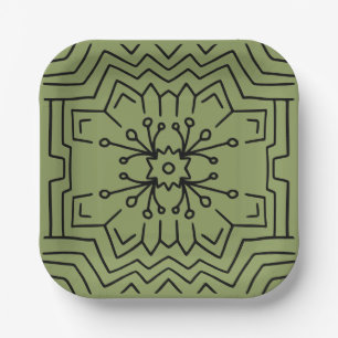 Assiettes En Carton Décor vert mousse