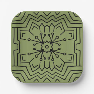 Assiettes En Carton Décor vert mousse