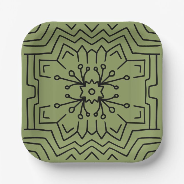 Assiettes En Carton Décor vert mousse (Recto)