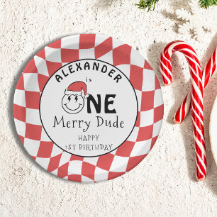 Assiettes En Carton Décoration de 1er anniversaire de Noël Red One Hap