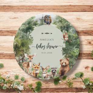 Assiettes En Carton Décoration de forêt verte d'aventure boisée