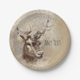 Assiettes En Carton Décoration de mariage champêtre avec tête de cerf 
