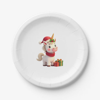 Assiettes En Carton Décoration de Noël Licorne Santa Licorne Noël T-