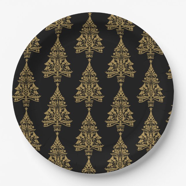 Assiettes En Carton Décorations scandinaves nordiques d'arbres de Noël (Devant)