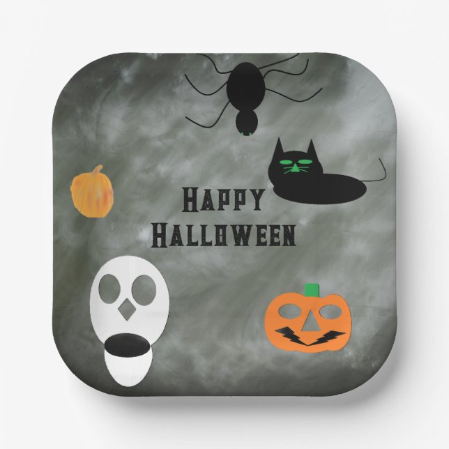 Assiettes En Carton Decorative Halloween Paper Plates  (Recto)