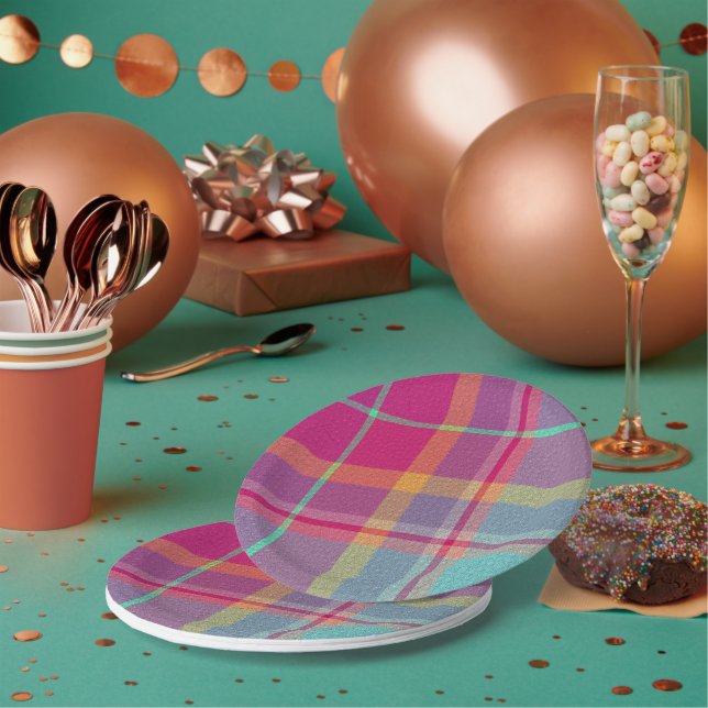Assiettes En Carton  Decorative Plaid (Multi)