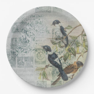 Assiettes En Carton Découpage de l'Ephémère d'oiseaux vintages