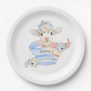 Assiettes En Carton Découverte du sexe du bébé agneau rose bleu neutre