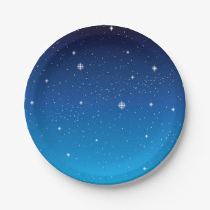Assiettes En Carton Deep Blue Starry Night Sky