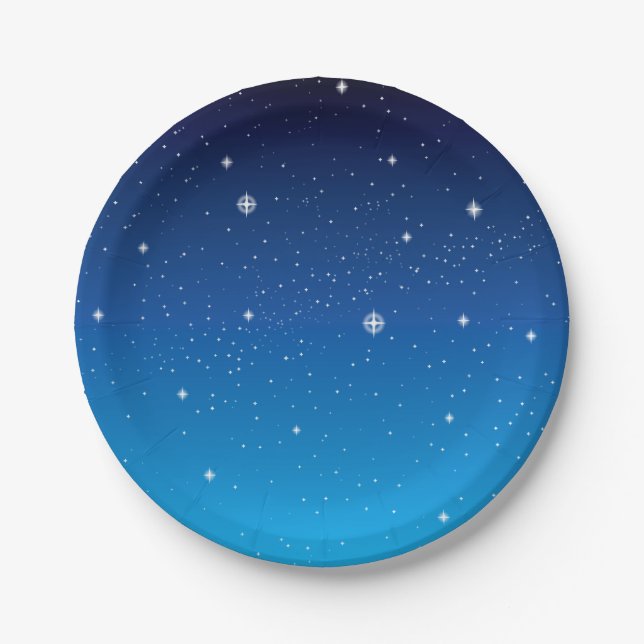 Assiettes En Carton Deep Blue Starry Night Sky (Devant)