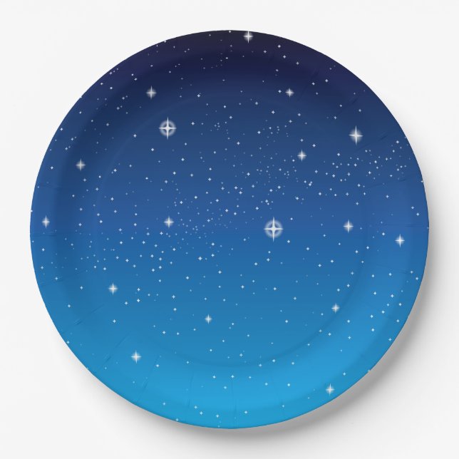 Assiettes En Carton Deep Blue Starry Night Sky (Devant)