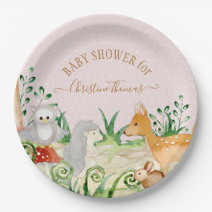 Assiettes En Carton Deer Hedgehog Woodland Créatures Baby Girl Douche