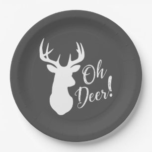 Assiettes En Carton Deer Hunting Lodge Baby shower Antlers Girl Rose