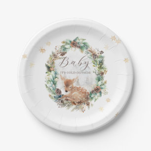 Assiettes En Carton Deer Winter Woodland Froid à l'extérieur du Baby s