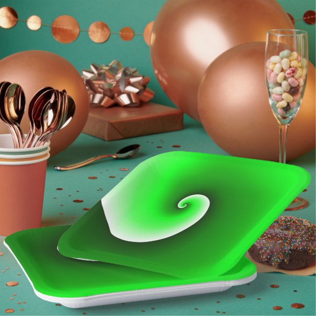 Assiettes En Carton Dégradé blanc vert (Multi)