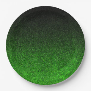 Assiettes En Carton Dégradé de Parties scintillant verte et noire
