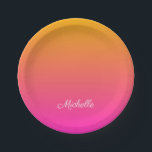 Assiettes En Carton dégradé jaune et rose ombre<br><div class="desc">dégradé jaune et rose ombre</div>