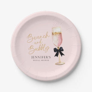 Assiettes En Carton Déjeuner rose et bridal shower pétillant