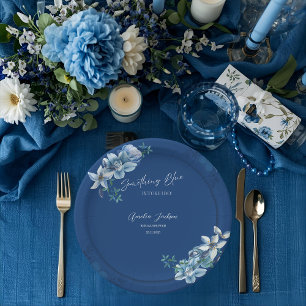 Assiettes En Carton Delft Bleu Blanc Chinoiserie Floral Mariage