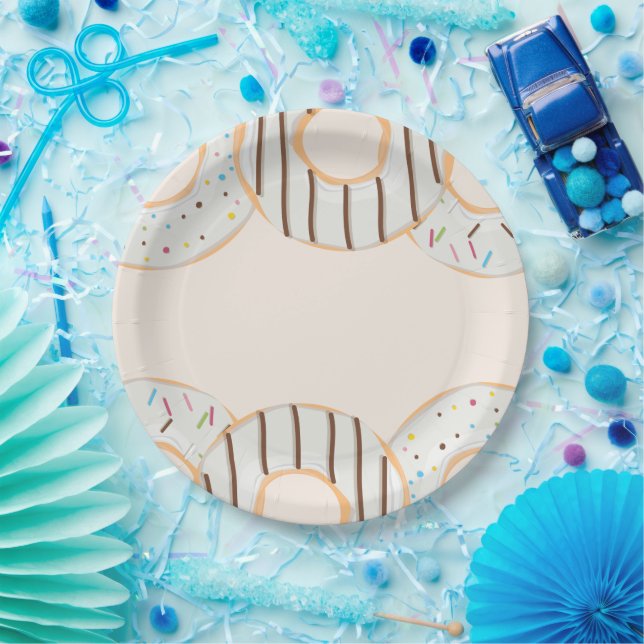 Assiettes En Carton Délice de Beignet Blanc  (Fête)