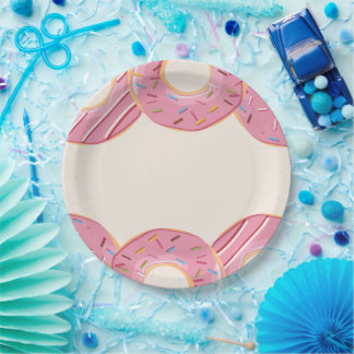 Assiettes En Carton Délice de Donut Rose