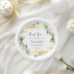 Assiettes En Carton Délicieux Shower Floral Rose Blanche pour Fiançail