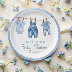 Assiettes En Carton Denim Blue Jean Baby Boy Baby shower