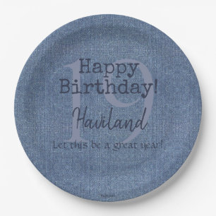 Assiettes En Carton Denim Look Personnalisable Plaque en papier HAMbyW