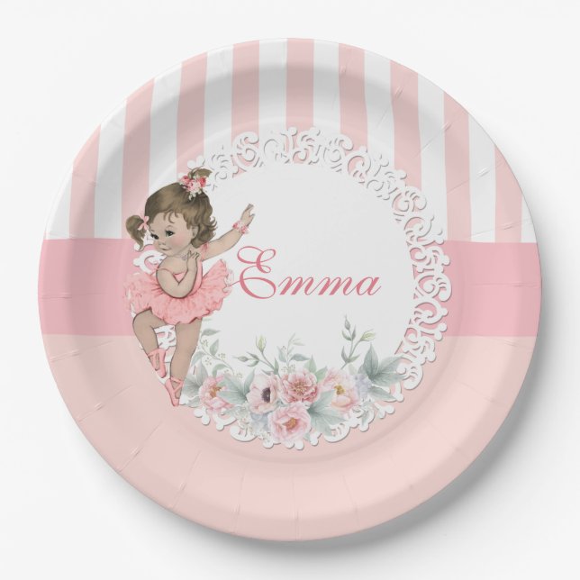 Assiettes En Carton Dentelle Ballerina Pink Tutu (Devant)