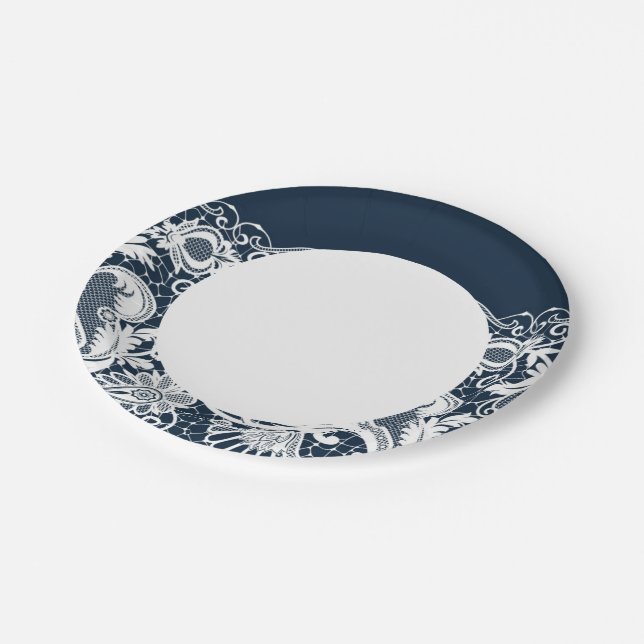 Assiettes En Carton Dentelle blanche 2 (Angle)