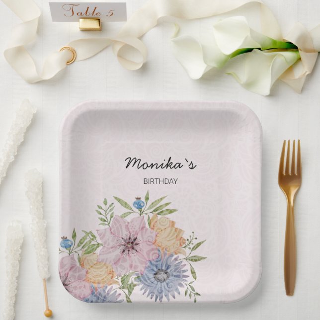 Assiettes En Carton Dentelle d'eau du jardin d'été du printemps (Mariage)